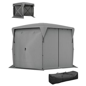 11 X 11ft  Up Gazebo Screen Tent With Removable Roof Cover, Roll-up Wind Panels For Camping, Backyard, Dark Gray (Option: Dark Gray)